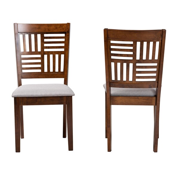 Baxton Studio Deanna Modern Grey Fabric and Walnut Brown Finished Wood 2-Piece Dining Chair Set, PR - 232-2PC-13185-ZORO