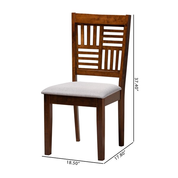 Baxton Studio Deanna Modern Grey Fabric and Walnut Brown Finished Wood 2-Piece Dining Chair Set, PR - 232-2PC-13185-ZORO
