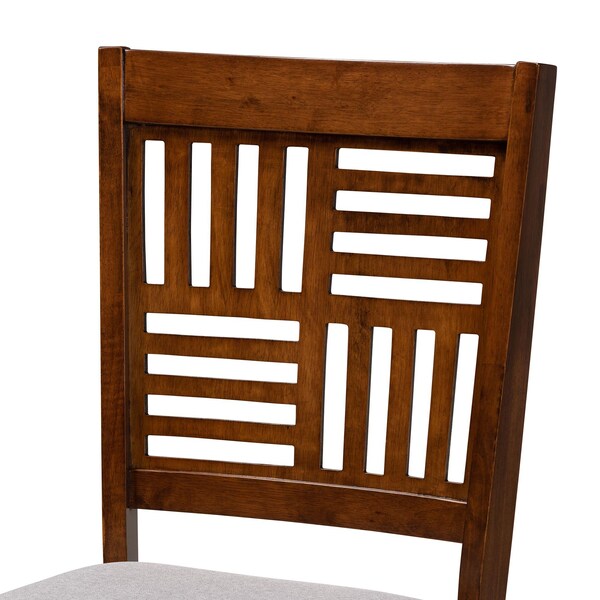 Baxton Studio Deanna Modern Grey Fabric and Walnut Brown Finished Wood 2-Piece Dining Chair Set, PR - 232-2PC-13185-ZORO