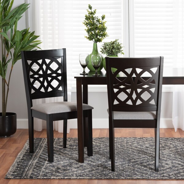 Baxton Studio Abigail Modern Grey Fabric and Dark Brown Finished Wood 2-Piece Dining Chair Set, PR - 230-2PC-13213-ZORO