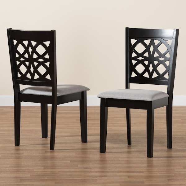 Baxton Studio Abigail Modern Grey Fabric and Dark Brown Finished Wood 2-Piece Dining Chair Set, PR - 230-2PC-13213-ZORO