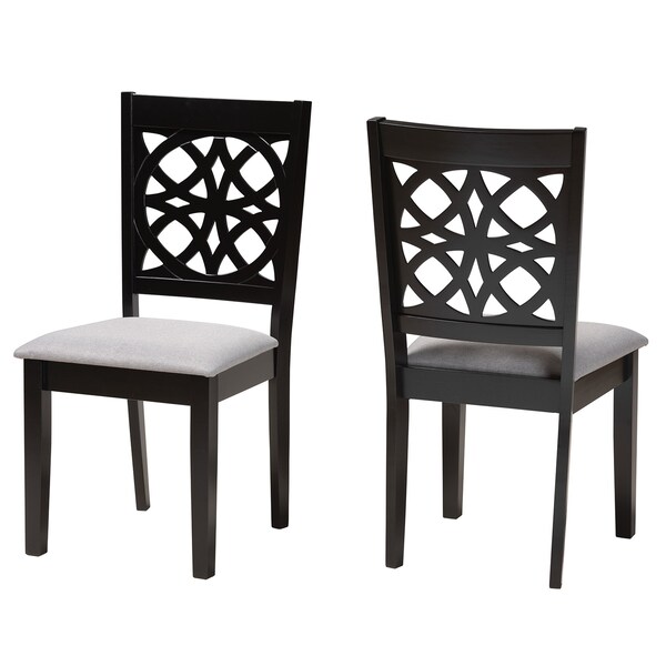 Baxton Studio Abigail Modern Grey Fabric and Dark Brown Finished Wood 2-Piece Dining Chair Set, PR - 230-2PC-13213-ZORO
