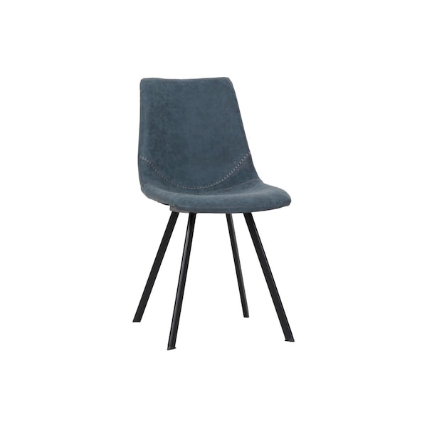 Kd Americana Markley Modern Leather Dining Chair with Metal Legs - Peacock Blue - KD3581238