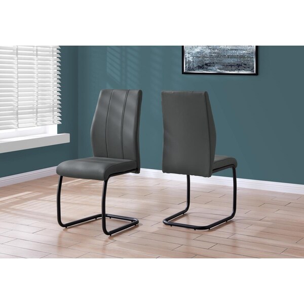 Daphnes Dinnette 39 in. Grey Leather Look & Metal Dining Chair - 2 Piece - DA3596423