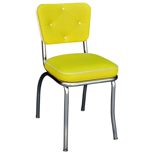 Bookazine 4240 Lucy Diner Chair -Yellow- with 2 in. Box Seat  - Chrome - TI2644165