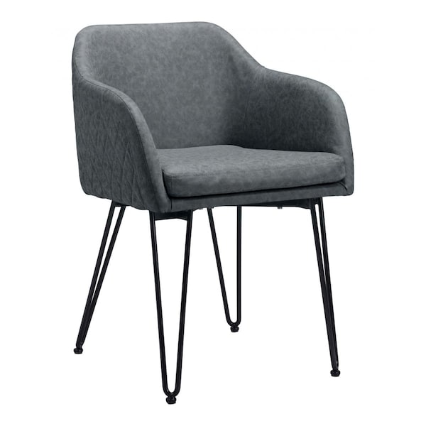 Homeroots 31.9 x 22.4 x 23.2 in. Vintage Gray Faux Leather Dining Chairs - 394735