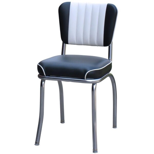 Bookazine 4290 Dual Tone Channel Back Diner Chair -Black- with 2 in. Waterfall Seat  - Chrome - TI2644181