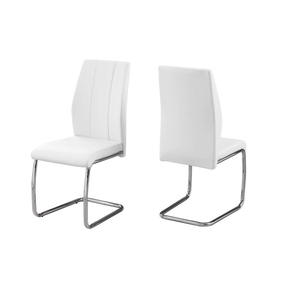 Homeroots 77.5 in. Leather Look; Chrome Metal & Foam Dining Chairs - Pack of 2 - 332601