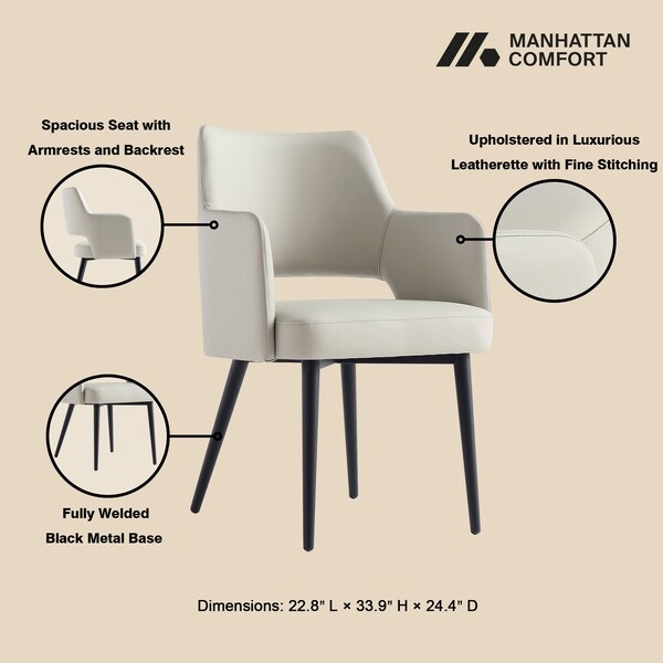 Manhattan Comfort 6-Piece Tremont Dining Chair in Stone - 6-DC104-ST