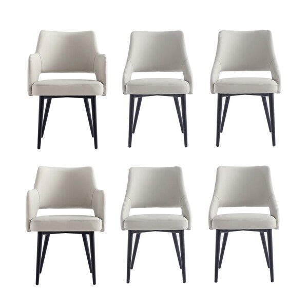 Manhattan Comfort 6-Piece Tremont Dining Chair in Stone - 6-DC104-ST