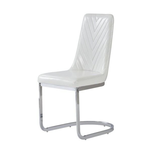 Gfancy Fixtures Modern White Dining Chairs with Horse Shoe Style Metal Base, 2PK - GF3654769