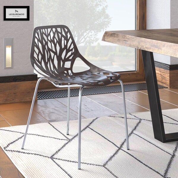 Kd Americana 31.5 in. Modern Asbury Dining Chair with Chromed Legs, Taupe - KD3589137