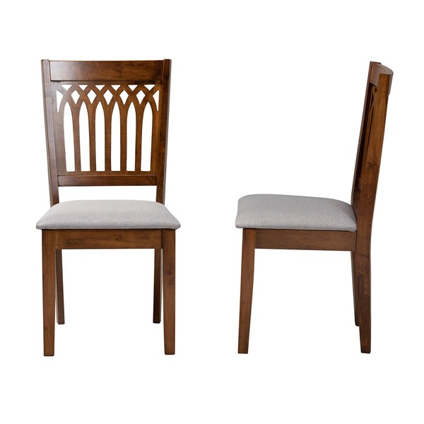 Baxton Studio Genesis Modern Grey Fabric and Walnut Brown Finished Wood 2-Piece Dining Chair Set, PR - 230-2PC-13191-ZORO