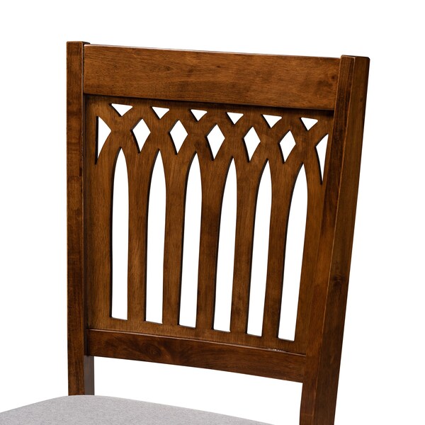 Baxton Studio Genesis Modern Grey Fabric and Walnut Brown Finished Wood 2-Piece Dining Chair Set, PR - 230-2PC-13191-ZORO