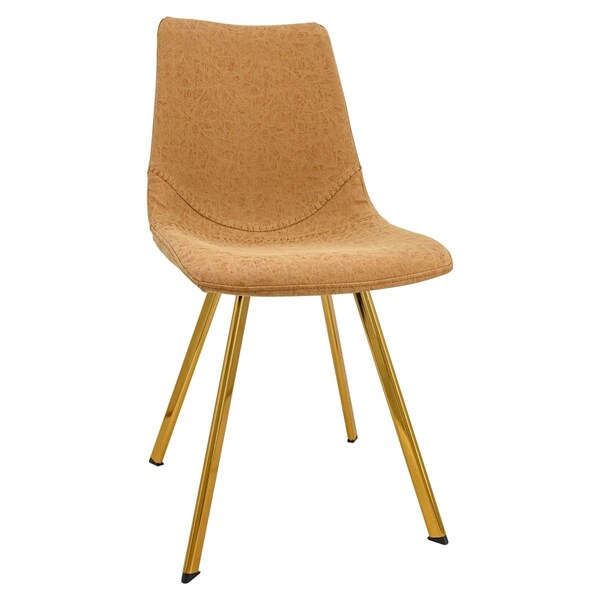 Kd Americana 33 x 17 x 22.24 in. Markley Modern Leather Dining Chair with Gold Leg, Light Brown - KD2609727