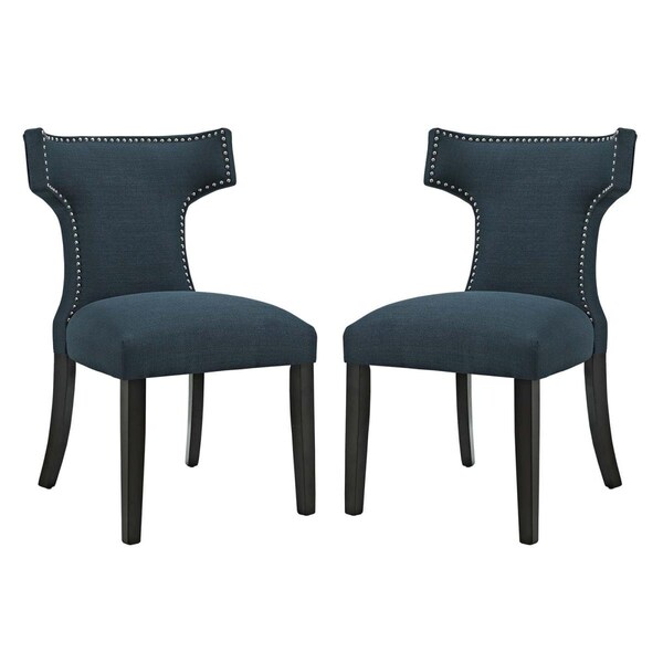 Modway Furniture 35.5 H x 46 W x 25.5 L in. Curve Dining Side Chair Fabric, Azure, 2PK - EEI-2741-AZU-SET