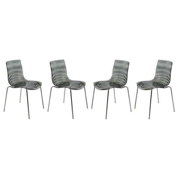 Kd Americana Astor Water Ripple Design Dining Chair, Transparent Black, 4PK - KD3033014