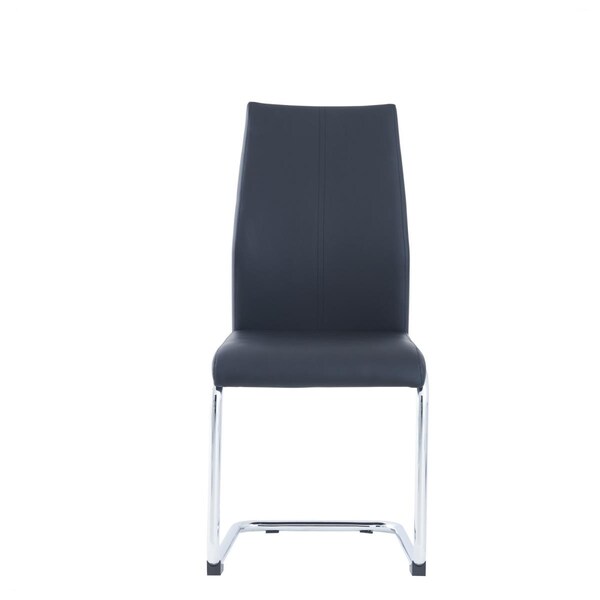 Gfancy Fixtures Modern Black Dining Chairs with Chrome Metal Base, 4PK - GF3643991