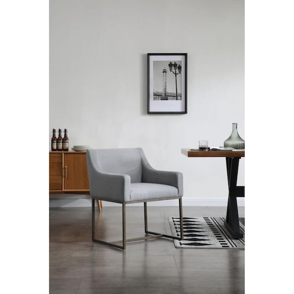 Gfancy Fixtures Velvet Antique Brass Dining Chair, Grey - GF3096038