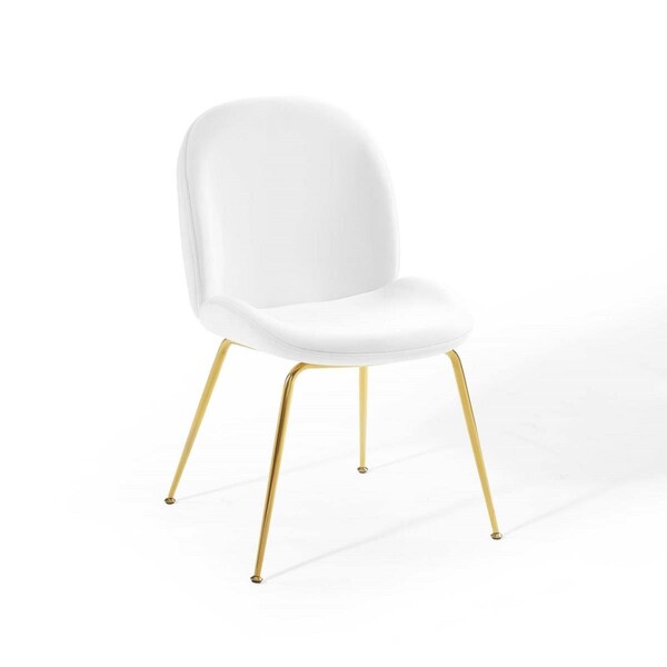 Modway Furniture Scoop Gold Stainless Steel Leg Performance Velvet Dining chair - White - EEI-3548-WHI