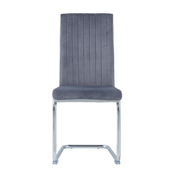 Homeroots 39 in. Dining Chairs with Chrome Metal Base Case, Grey & Light Grey, 4PK - 383965