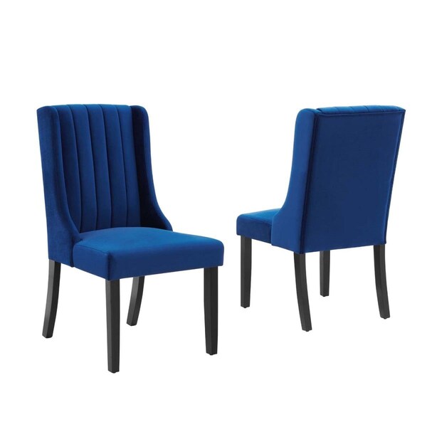 Modway Furniture Renew Parsons Performance Velvet Dining Side Chairs, Navy - Set of 2 - EEI-4244-NAV