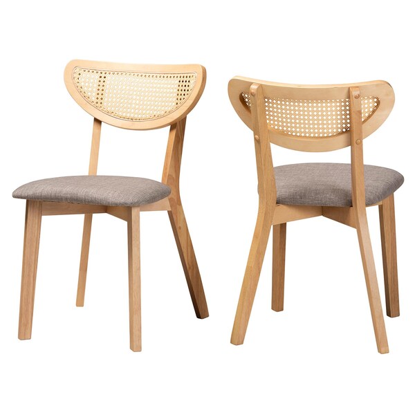 Baxton Studio Dannell Mid-Century Modern Grey Fabric and Natural Oak Finished Wood 2-Piece Dining Chair Set, PR - 236-2PC-13294-ZORO