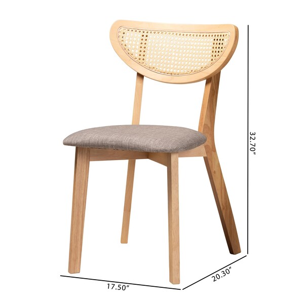 Baxton Studio Dannell Mid-Century Modern Grey Fabric and Natural Oak Finished Wood 2-Piece Dining Chair Set, PR - 236-2PC-13294-ZORO
