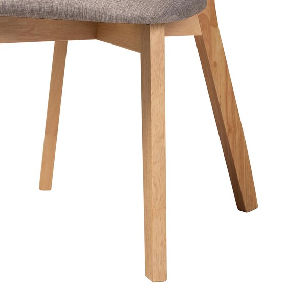 Baxton Studio Dannell Mid-Century Modern Grey Fabric and Natural Oak Finished Wood 2-Piece Dining Chair Set, PR - 236-2PC-13294-ZORO