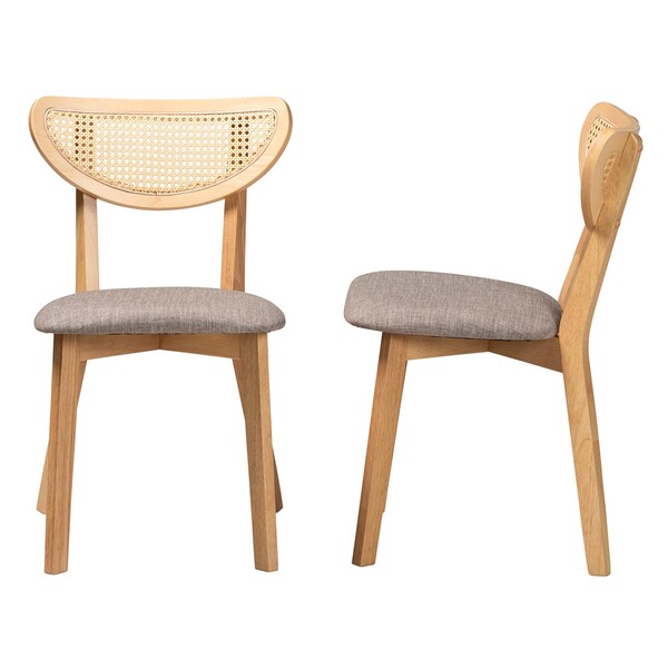 Baxton Studio Dannell Mid-Century Modern Grey Fabric and Natural Oak Finished Wood 2-Piece Dining Chair Set, PR - 236-2PC-13294-ZORO