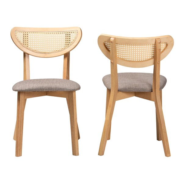 Baxton Studio Dannell Mid-Century Modern Grey Fabric and Natural Oak Finished Wood 2-Piece Dining Chair Set, PR - 236-2PC-13294-ZORO