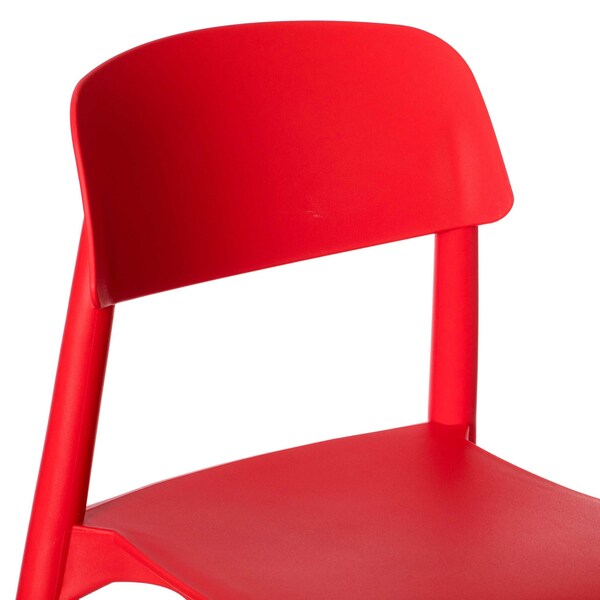 Fabulaxe Modern Plastic Dining Chair Open Back with Beech Wood Legs, Red, PK 4 - QI004222.RD.4