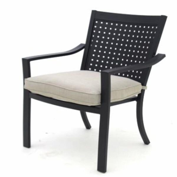 Patio Master Highland Cast Aluminum Dining Chair with Neutral Seat Cushion - 108349