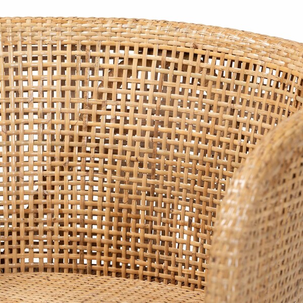 Bali & Pari Papua Modern Bohemian Natural Rattan and Walnut Brown Acacia Wood Dining Chair - 242-13491-ZORO