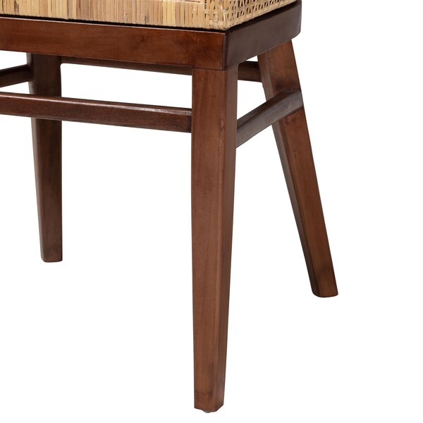 Bali & Pari Papua Modern Bohemian Natural Rattan and Walnut Brown Acacia Wood Dining Chair - 242-13491-ZORO