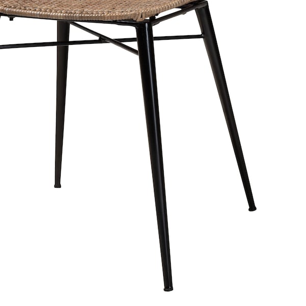 Baxton Studio Sabelle Japandi Greywashed Rattan and Black Metal 2-Piece Dining Chair Set, PR - 233-2PC-12830-ZORO