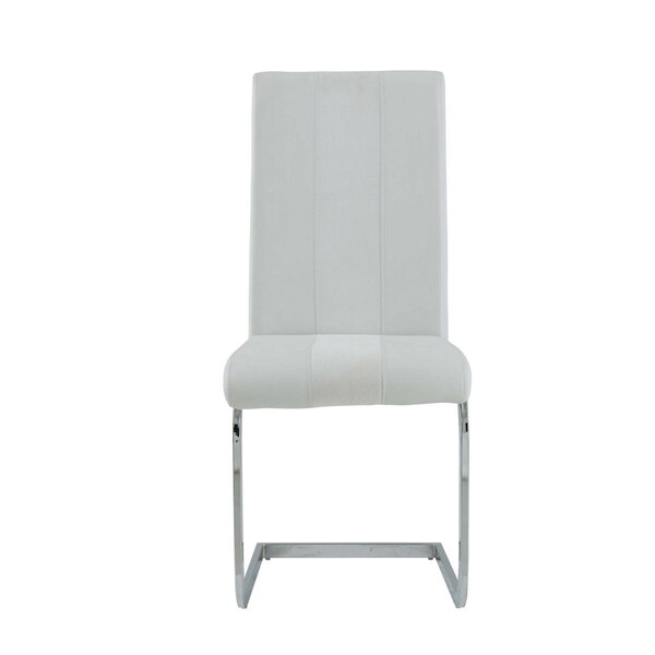 Gfancy Fixtures White Two Toned Dining Chairs with Silver Tone Metal Base, 4PK - GF3651474