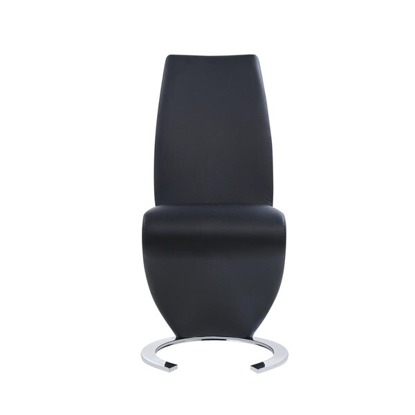 Homeroots Black Z Shape Design Dining Chairs with Horse Shoe Shape Base, 2PK - 383956