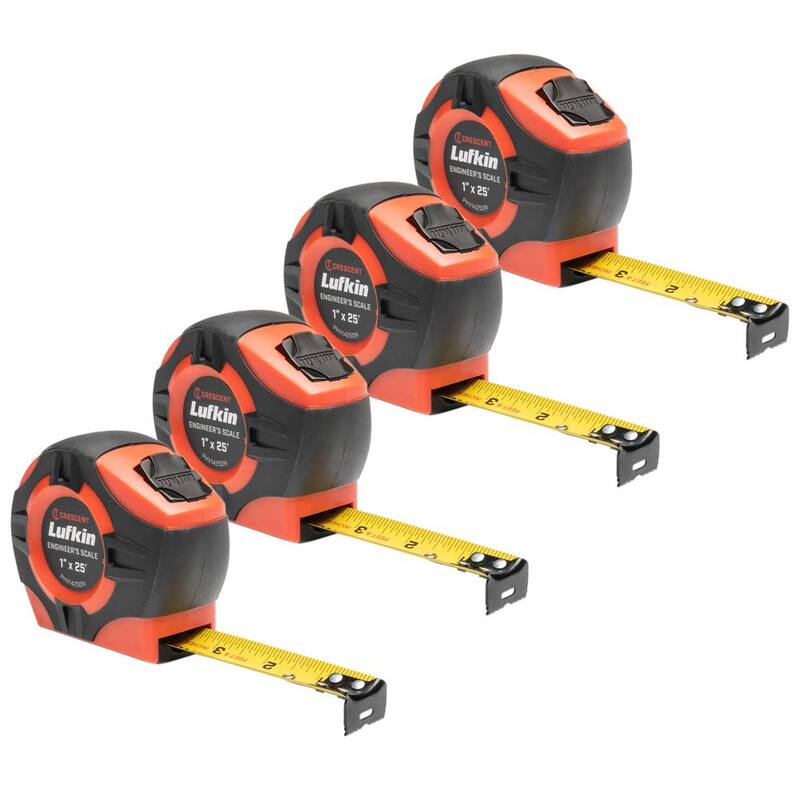 Crescent Lufkin 1 in. x 25 ft. Power Return Engineer's Tape Measure (4-Piece) - PHV1425DN4PCC