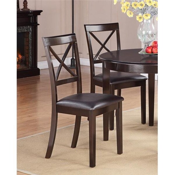 East West Furniture East West Furniture BC-CAP-LC Boston Dining Chairs with Faux Leather Seat in Cappuccino - Set of 2 - BOC-CAP-LC