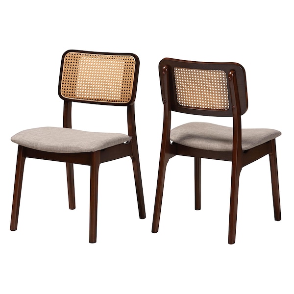 Baxton Studio Dannon Mid-Century Modern Grey Fabric and Walnut Brown Finished Wood 2-Piece Dining Chair Set, PR - 234-2PC-13288-ZORO