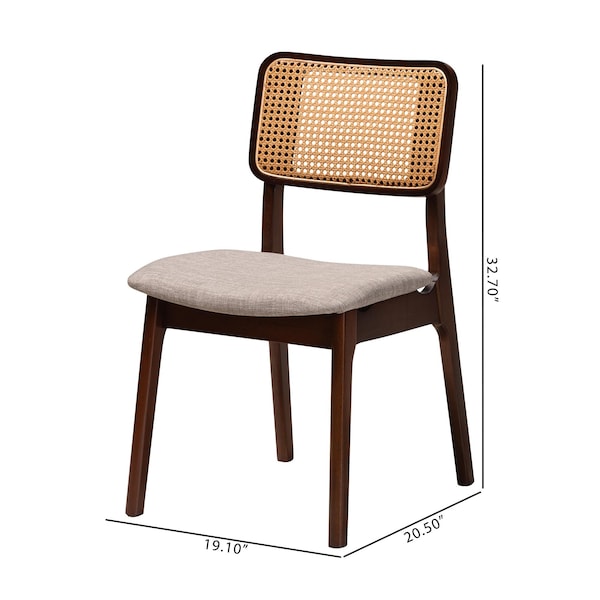 Baxton Studio Dannon Mid-Century Modern Grey Fabric and Walnut Brown Finished Wood 2-Piece Dining Chair Set, PR - 234-2PC-13288-ZORO