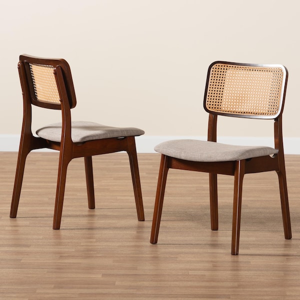 Baxton Studio Dannon Mid-Century Modern Grey Fabric and Walnut Brown Finished Wood 2-Piece Dining Chair Set, PR - 234-2PC-13288-ZORO
