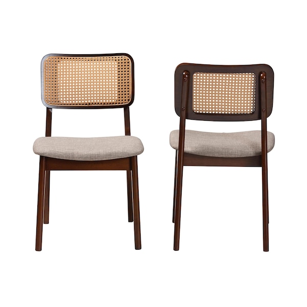 Baxton Studio Dannon Mid-Century Modern Grey Fabric and Walnut Brown Finished Wood 2-Piece Dining Chair Set, PR - 234-2PC-13288-ZORO