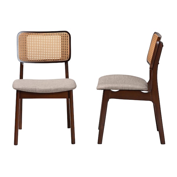 Baxton Studio Dannon Mid-Century Modern Grey Fabric and Walnut Brown Finished Wood 2-Piece Dining Chair Set, PR - 234-2PC-13288-ZORO