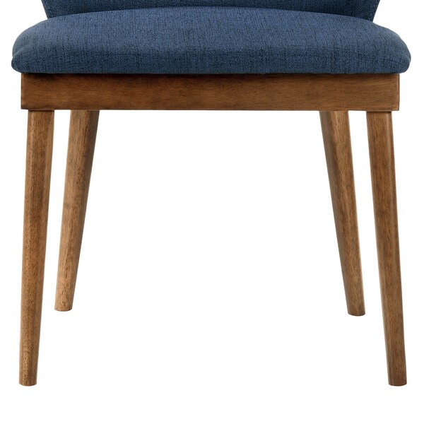 Armen Living Juno Blue Fabric and Walnut Wood Dining Side Chairs - Set of 2 - LCJNSIWABLU