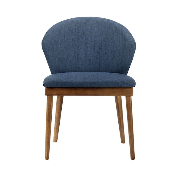 Armen Living Juno Blue Fabric and Walnut Wood Dining Side Chairs - Set of 2 - LCJNSIWABLU