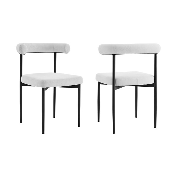 Armen Living Shannon Dining Chair with Matte Black Iron and Cream Fabric - Set of 2 - LCSNSIBLKCR