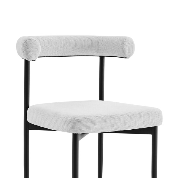 Armen Living Shannon Dining Chair with Matte Black Iron and Cream Fabric - Set of 2 - LCSNSIBLKCR