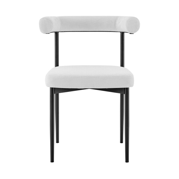 Armen Living Shannon Dining Chair with Matte Black Iron and Cream Fabric - Set of 2 - LCSNSIBLKCR